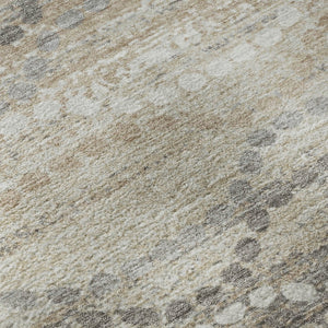 HomeRoots 10' X 14' Beige and Ivory Abstract Geometric Area Rug - Washable, UV Protected, Pet-Friendly Design 715267