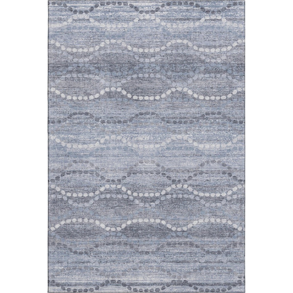 HomeRoots 5' X 8' Blue and Ivory Abstract Geometric Area Rug - Washable, UV-Resistant, Perfect for Pets! 715269