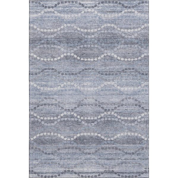HomeRoots 5' X 8' Blue and Ivory Abstract Geometric Area Rug - Washable, UV-Resistant, Perfect for Pets! 715269