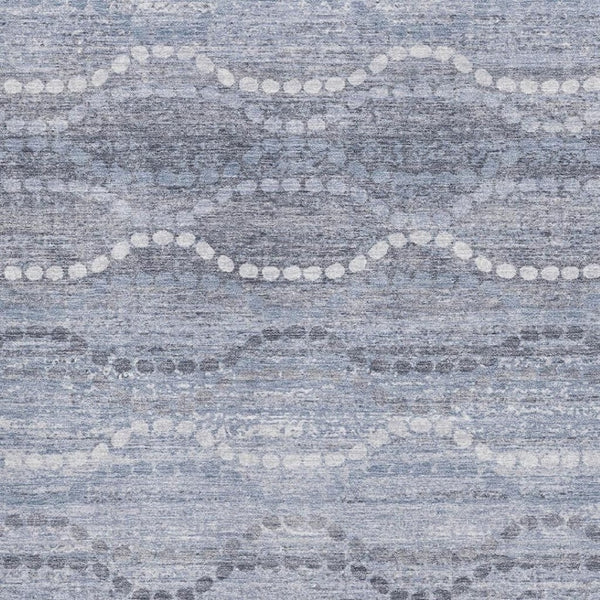 HomeRoots 5' X 8' Blue and Ivory Abstract Geometric Area Rug - Washable, UV-Resistant, Perfect for Pets! 715269