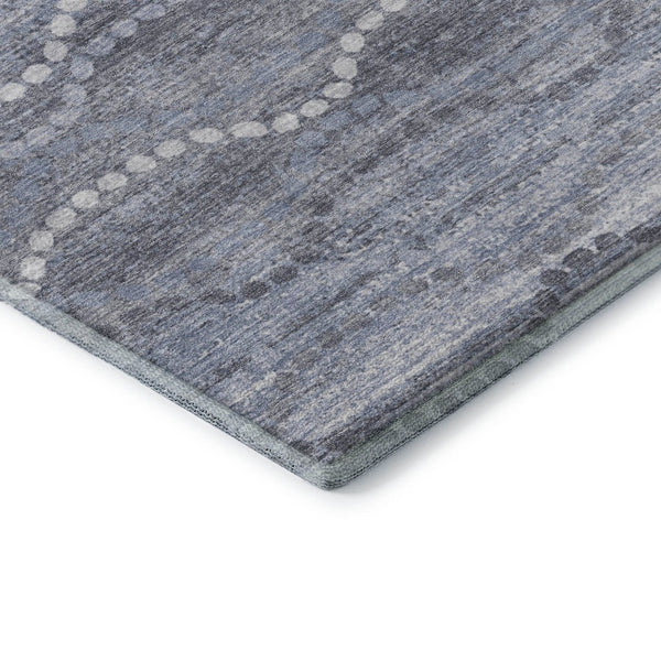 HomeRoots 5' X 8' Blue and Ivory Abstract Geometric Area Rug - Washable, UV-Resistant, Perfect for Pets! 715269