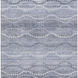 HomeRoots 5' X 8' Blue and Ivory Abstract Geometric Area Rug - Washable, UV-Resistant, Perfect for Pets! 715269