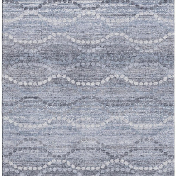 HomeRoots 5' X 8' Blue and Ivory Abstract Geometric Area Rug - Washable, UV-Resistant, Perfect for Pets! 715269
