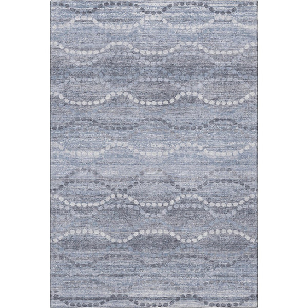 HomeRoots 8' Blue and Ivory Abstract Geometric Round Rug – Washable, Stain-Resistant, UV Protected Comfort 715270