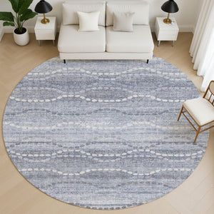 HomeRoots 8' X 10' Blue & Ivory Abstract Geometric Area Rug - Washable, Stain Resistant, UV Protected Design 715271