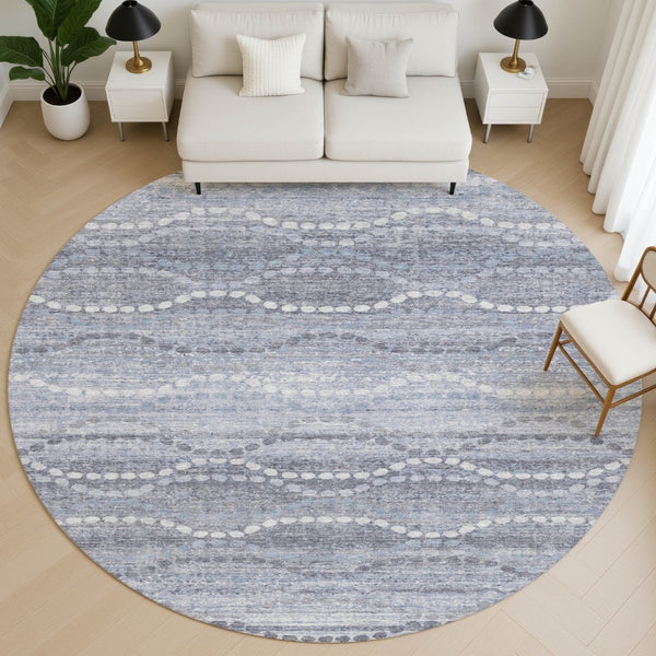 HomeRoots 8' X 10' Blue & Ivory Abstract Geometric Area Rug - Washable, Stain Resistant, UV Protected Design 715271