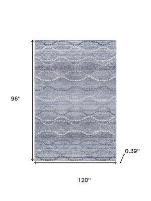 HomeRoots 9' X 12' Blue And Ivory Abstract Geometric Area Rug - Stylish, Washable, UV-Protected for High Traffic 715272