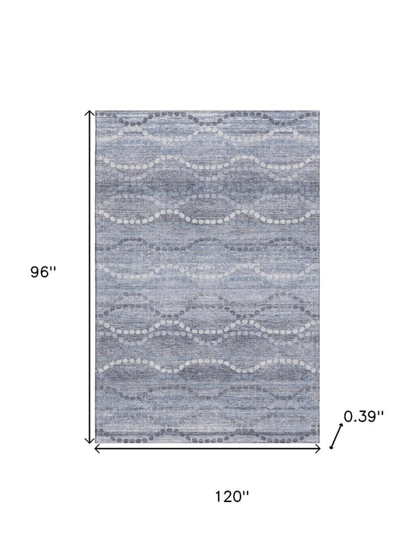 HomeRoots 9' X 12' Blue And Ivory Abstract Geometric Area Rug - Stylish, Washable, UV-Protected for High Traffic 715272