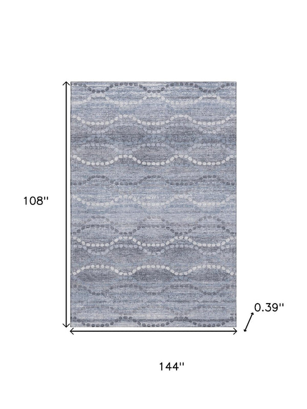 HomeRoots 10' X 14' Blue and Ivory Geometric Area Rug - Washable, UV-Protected, Durable for High-Traffic Spaces 715273