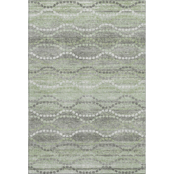 HomeRoots 5' X 8' Green And Ivory Abstract Geometric Rug - Washable, UV-Protected, Pet-Friendly Design! 715275