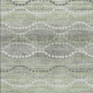 HomeRoots 5' X 8' Green And Ivory Abstract Geometric Rug - Washable, UV-Protected, Pet-Friendly Design! 715275