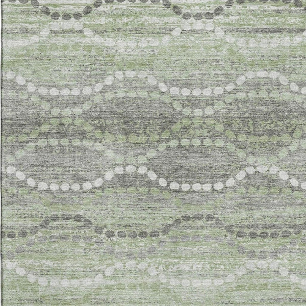 HomeRoots 5' X 8' Green And Ivory Abstract Geometric Rug - Washable, UV-Protected, Pet-Friendly Design! 715275
