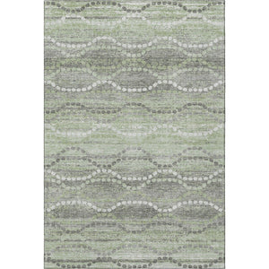 HomeRoots 5' X 8' Green And Ivory Abstract Geometric Rug - Washable, UV-Protected, Pet-Friendly Design! 715275