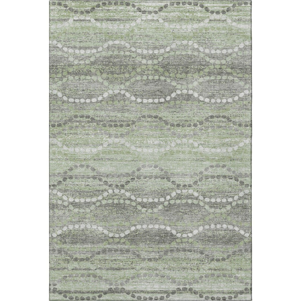 HomeRoots 5' X 8' Green And Ivory Abstract Geometric Rug - Washable, UV-Protected, Pet-Friendly Design! 715275