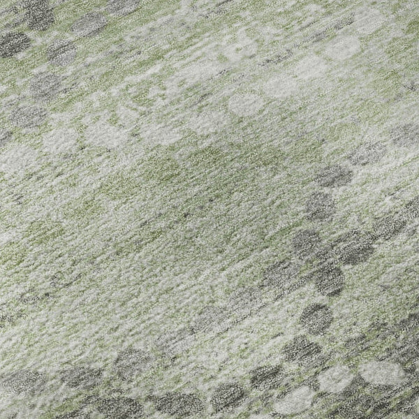 HomeRoots 5' X 8' Green And Ivory Abstract Geometric Rug - Washable, UV-Protected, Pet-Friendly Design! 715275