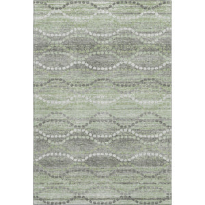 HomeRoots 8' Green And Ivory Abstract Geometric Round Rug - Washable, UV-Protected, Durable & Stylish Decor 715276