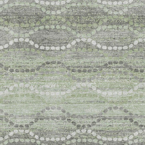 HomeRoots 8' Green And Ivory Abstract Geometric Round Rug - Washable, UV-Protected, Durable & Stylish Decor 715276