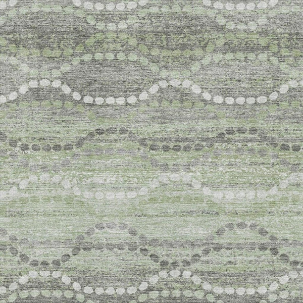 HomeRoots 8' Green And Ivory Abstract Geometric Round Rug - Washable, UV-Protected, Durable & Stylish Decor 715276