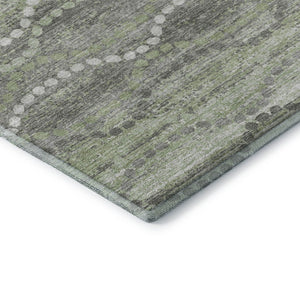 HomeRoots 8' Green And Ivory Abstract Geometric Round Rug - Washable, UV-Protected, Durable & Stylish Decor 715276