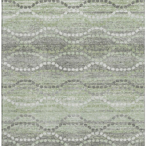 HomeRoots 8' Green And Ivory Abstract Geometric Round Rug - Washable, UV-Protected, Durable & Stylish Decor 715276