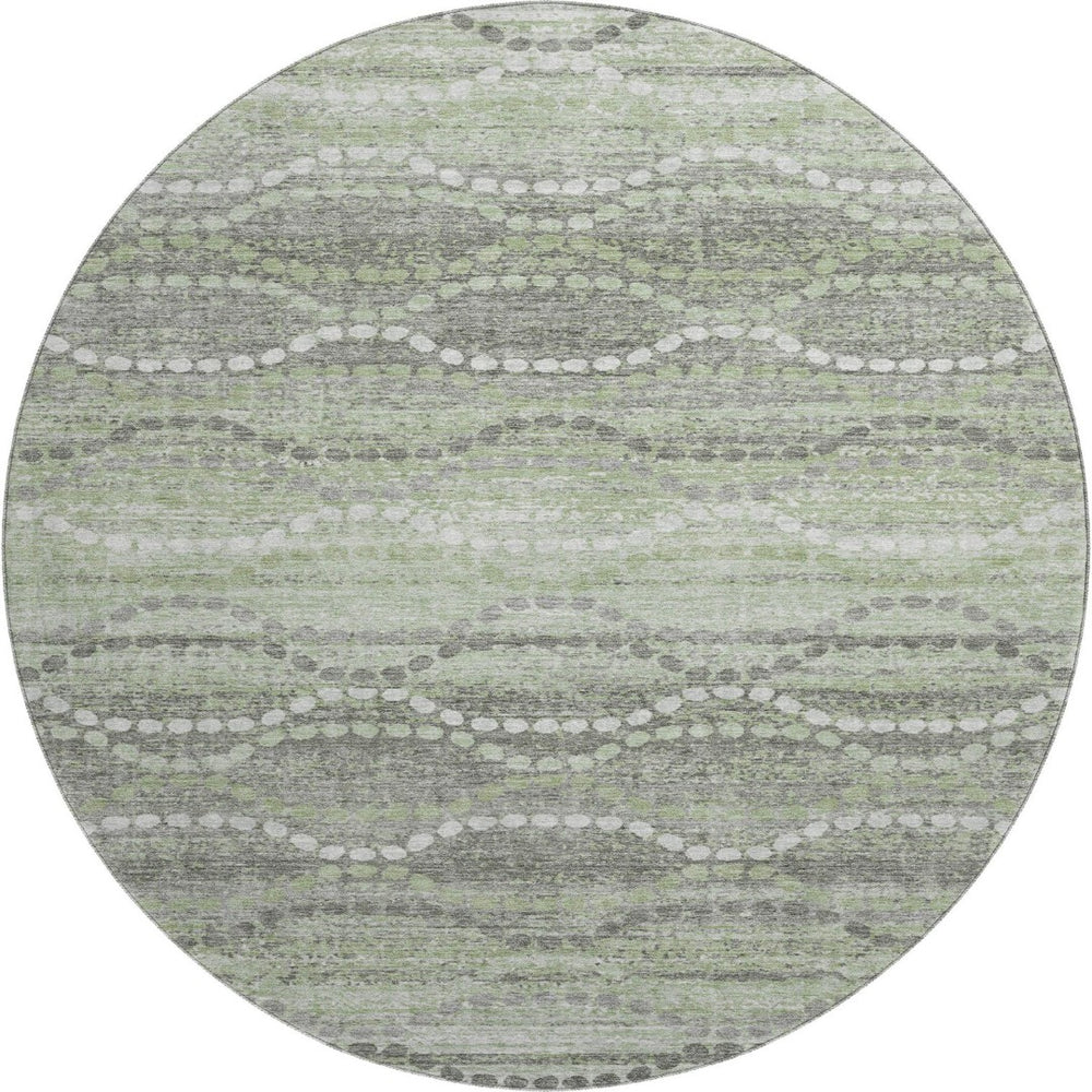 HomeRoots 8' X 10' Washable Green and Ivory Geometric Area Rug with UV Protection for High-Traffic Spaces 715277