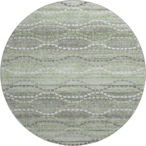 HomeRoots 8' X 10' Washable Green and Ivory Geometric Area Rug with UV Protection for High-Traffic Spaces 715277