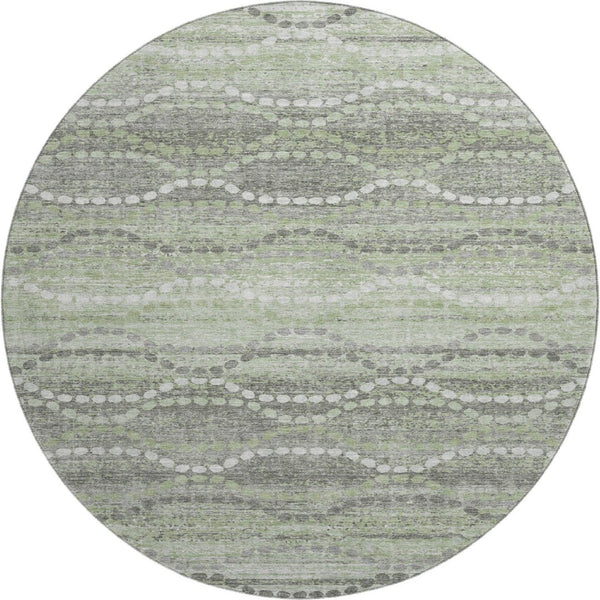 HomeRoots 8' X 10' Washable Green and Ivory Geometric Area Rug with UV Protection for High-Traffic Spaces 715277