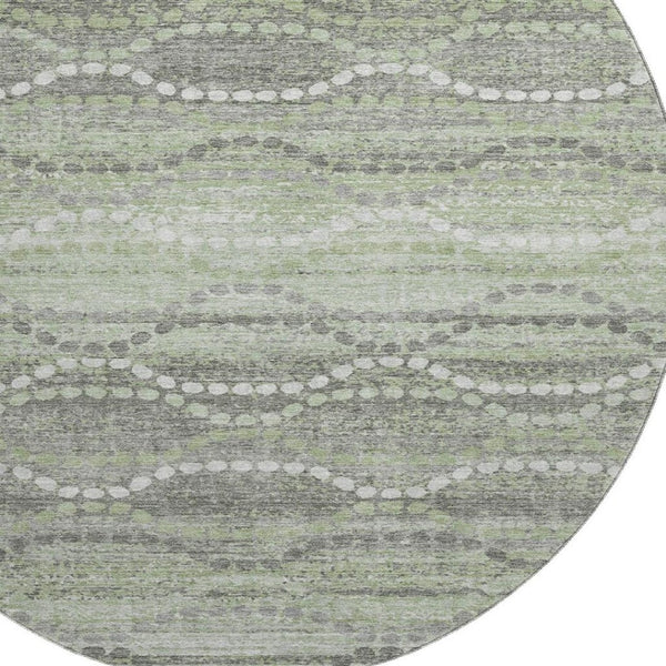 HomeRoots 8' X 10' Washable Green and Ivory Geometric Area Rug with UV Protection for High-Traffic Spaces 715277
