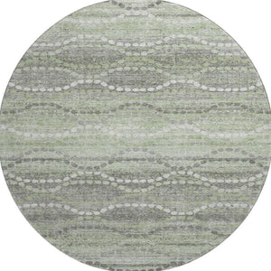 HomeRoots 8' X 10' Washable Green and Ivory Geometric Area Rug with UV Protection for High-Traffic Spaces 715277