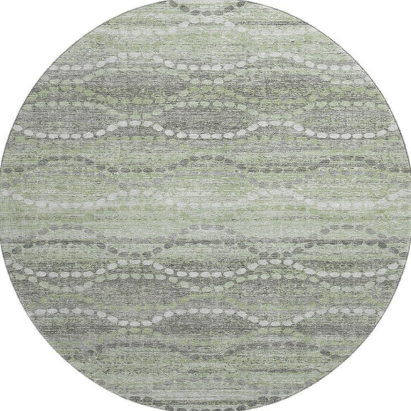 HomeRoots 8' X 10' Washable Green and Ivory Geometric Area Rug with UV Protection for High-Traffic Spaces 715277