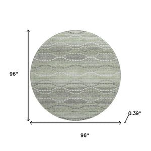 HomeRoots 8' X 10' Washable Green and Ivory Geometric Area Rug with UV Protection for High-Traffic Spaces 715277