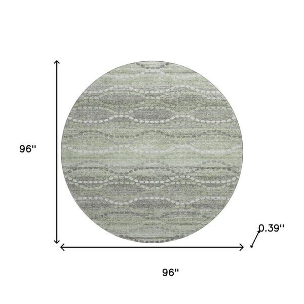 HomeRoots 8' X 10' Washable Green and Ivory Geometric Area Rug with UV Protection for High-Traffic Spaces 715277
