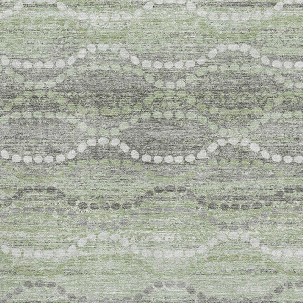 HomeRoots 9' X 12' Green and Ivory Abstract Geometric Area Rug - Washable, UV-Protected, and Stain-Resistant! 715278