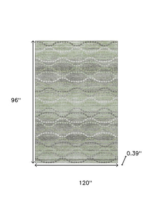 HomeRoots 9' X 12' Green and Ivory Abstract Geometric Area Rug - Washable, UV-Protected, and Stain-Resistant! 715278