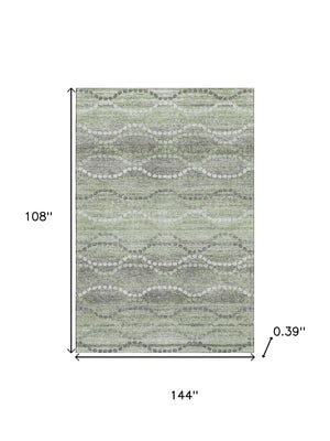 HomeRoots 10' X 14' Stylish Green and Ivory Abstract Geometric Area Rug - Machine Washable, UV Protected Design 715279