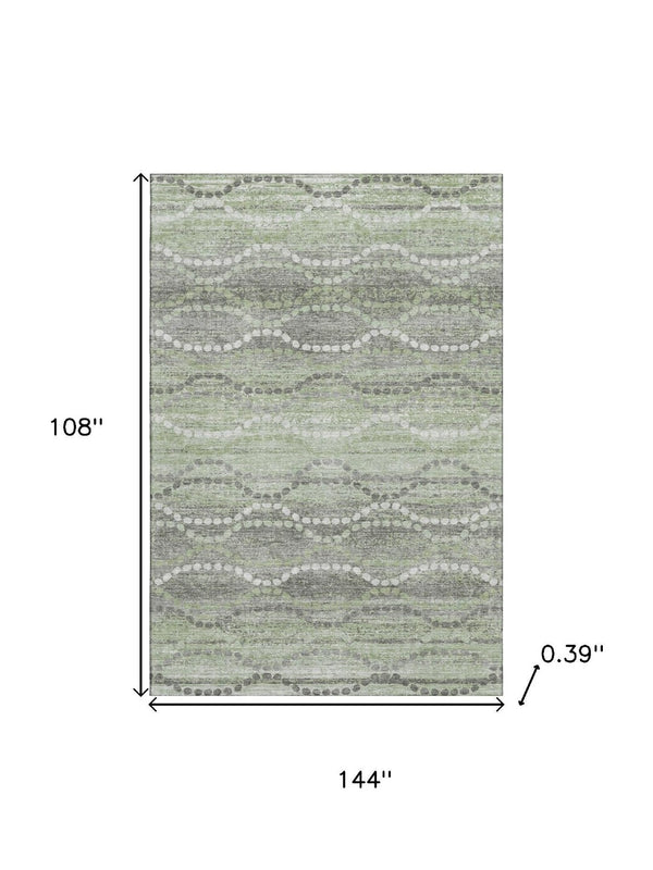HomeRoots 10' X 14' Stylish Green and Ivory Abstract Geometric Area Rug - Machine Washable, UV Protected Design 715279