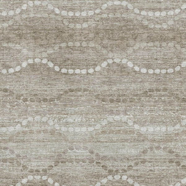 HomeRoots 5' X 8' Khaki & Ivory Geometric Area Rug - Washable, UV Protected, Durable for Homes with Kids & Pets 715281