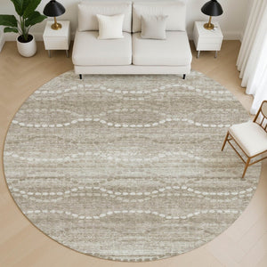HomeRoots 8' X 10' Khaki And Ivory Abstract Geometric Area Rug – Washable, UV-Protected, Stain-Resistant Design 715283