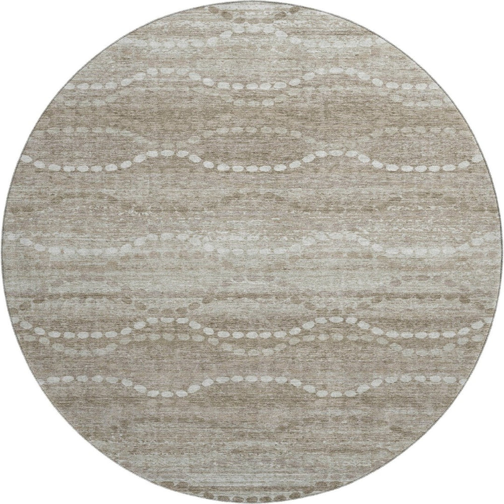 HomeRoots 8' X 10' Khaki And Ivory Abstract Geometric Area Rug – Washable, UV-Protected, Stain-Resistant Design 715283