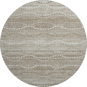 HomeRoots 8' X 10' Khaki And Ivory Abstract Geometric Area Rug – Washable, UV-Protected, Stain-Resistant Design 715283