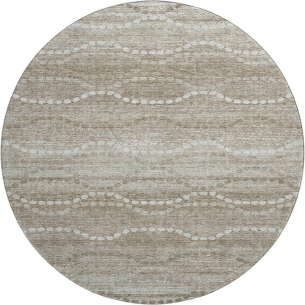 HomeRoots 8' X 10' Khaki And Ivory Abstract Geometric Area Rug – Washable, UV-Protected, Stain-Resistant Design 715283