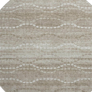 HomeRoots 8' X 10' Khaki And Ivory Abstract Geometric Area Rug – Washable, UV-Protected, Stain-Resistant Design 715283