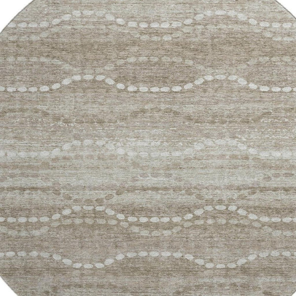 HomeRoots 8' X 10' Khaki And Ivory Abstract Geometric Area Rug – Washable, UV-Protected, Stain-Resistant Design 715283