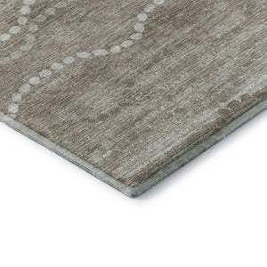HomeRoots 8' X 10' Khaki And Ivory Abstract Geometric Area Rug – Washable, UV-Protected, Stain-Resistant Design 715283