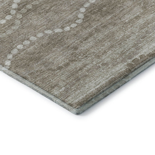 HomeRoots 8' X 10' Khaki And Ivory Abstract Geometric Area Rug – Washable, UV-Protected, Stain-Resistant Design 715283