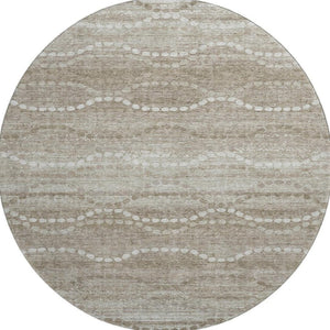 HomeRoots 8' X 10' Khaki And Ivory Abstract Geometric Area Rug – Washable, UV-Protected, Stain-Resistant Design 715283