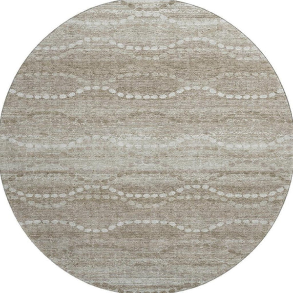 HomeRoots 8' X 10' Khaki And Ivory Abstract Geometric Area Rug – Washable, UV-Protected, Stain-Resistant Design 715283