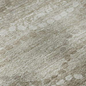 HomeRoots 8' X 10' Khaki And Ivory Abstract Geometric Area Rug – Washable, UV-Protected, Stain-Resistant Design 715283