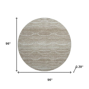 HomeRoots 8' X 10' Khaki And Ivory Abstract Geometric Area Rug – Washable, UV-Protected, Stain-Resistant Design 715283