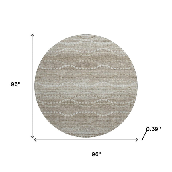 HomeRoots 8' X 10' Khaki And Ivory Abstract Geometric Area Rug – Washable, UV-Protected, Stain-Resistant Design 715283